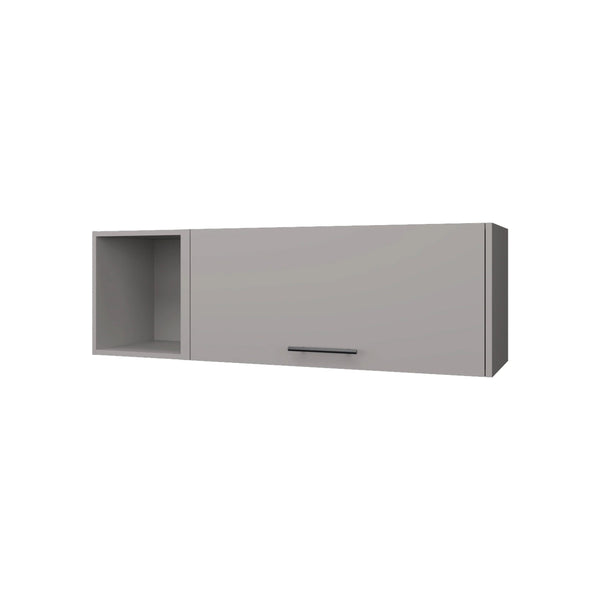 English Elm Smoke Wall Cabinet Fold-Down Door with Pneumatic Arms, Open Storage, Sleek Smoke Finish for Décor B062P252144