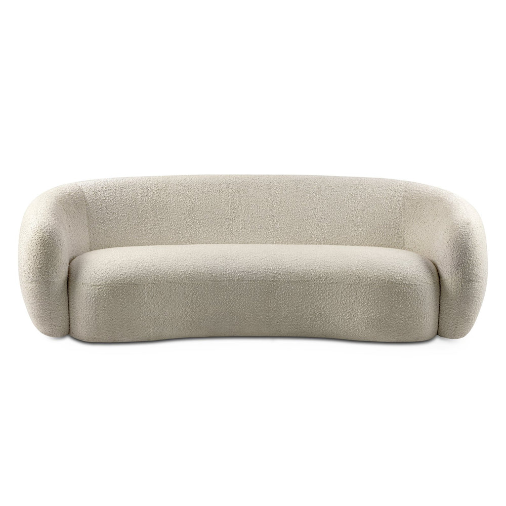 English Elm Sherri 89-inch Sofa with Curved Mid-Century Bouclé Upholstery, Durable Frame, Spacious Seating Cream B136P364318