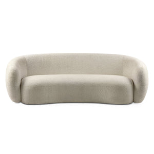 English Elm Sherri 89-inch Sofa with Curved Mid-Century Bouclé Upholstery, Durable Frame, Spacious Seating Cream B136P364318