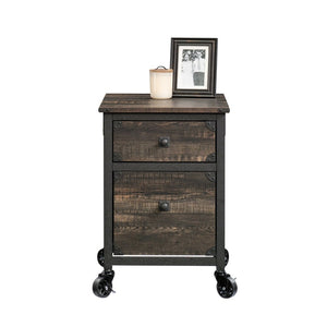 English Elm File Pedestal Rolling Cabinet Dark Oak Finish Metal Frame Home Office Storage B356P354418