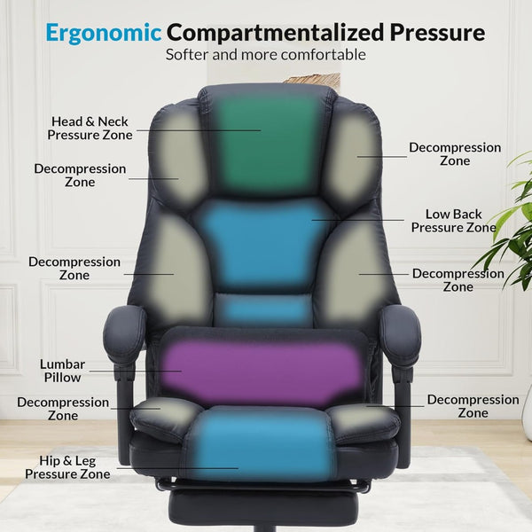 English Elm Office Reclining Executive Chair Pu Leather High Back Swivel with Lumbar Support Black W5201P418259