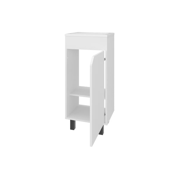 English Elm FM Modern Floating Bathroom Vanity with Integrated Sink and Soft-Close Door for Sleek Storage White 33.9 L x 18.9 W x 11 H B128P293881