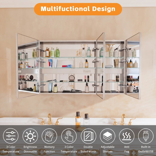 English Elm Lighted Aluminum Medicine Cabinet Smart Mirror with Anti-fog Led and Built-in Usb Outlet W5609P461329