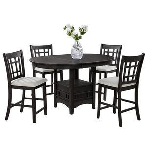 English Elm Mipo Counter Height Dining Chairs Two-tone Grid Back with White Upholstered Seats Set Charcoal Black B056P417085