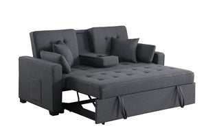 English Elm Cody Woven Fabric Sleeper Loveseat with Charging Console and Pocket Coil Support B061S00957