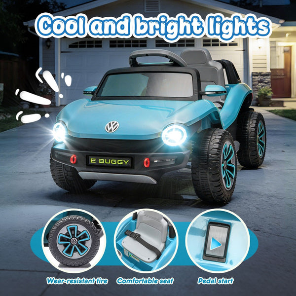 English Elm 12v Licensed Volkswagen Beetle Ride on Car with Remote Control and Suspension for Kids Blue W1578P418192
