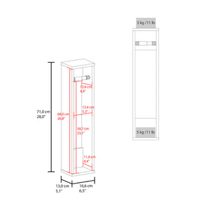 English Elm Toliet Paper Holder Magna White — Compact Engineered Wood Toilet Organizer, Rod, Stores 5 Rolls, Space-Saving Design B092P238744