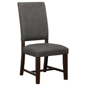 English Elm 2pc Parsons Dining Chairs Set Upholstered Armless Side Chairs with Nailhead Trim and Smoke Legs Warm Grey 44.1 L x 20.48 W x 18.71 H B011P311401