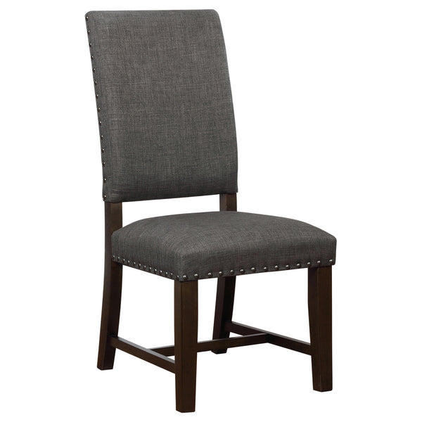 English Elm 2pc Parsons Dining Chairs Set Upholstered Armless Side Chairs with Nailhead Trim and Smoke Legs Warm Grey 44.1 L x 20.48 W x 18.71 H B011P311401