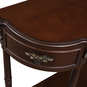 English Elm Retro Curved Wood Console Table 52" Half Moon Entry Table with Solid Pine Frame, 2 Drawers & Shelf, Distressed Finish, Easy Assembly Espresso W1202P178622