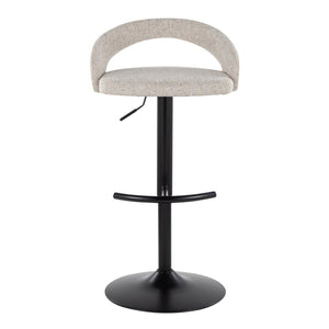 English Elm Adjustable Swivel Barstools Set of 3 Whitewashed Wood Oat Upholstered Gold Base B202S02183