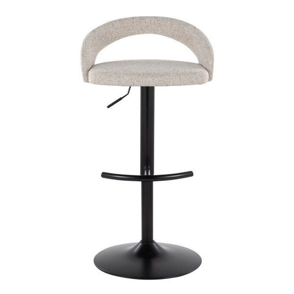 English Elm Adjustable Swivel Barstools Set of 3 Whitewashed Wood Oat Upholstered Gold Base B202S02183