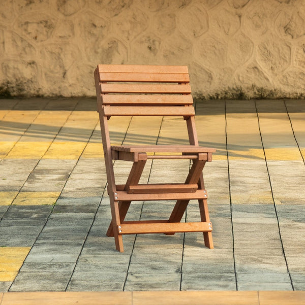 English Elm Coastal Bay Recycled Hdpe Folding Bistro Chair for Patio and Balcony Use Teak B2745P409659