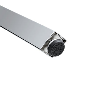 English Elm Modern circular tempered glass dining table with silver metal legs, minimalist clear top for airy spaces W1512P371582