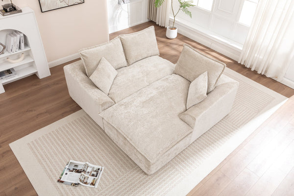 English Elm 103" Modern Modular L-Shaped Sectional Couch - Cloud-Like Comfort, No Assembly, Premium Chenille Upholstery W1170S00039