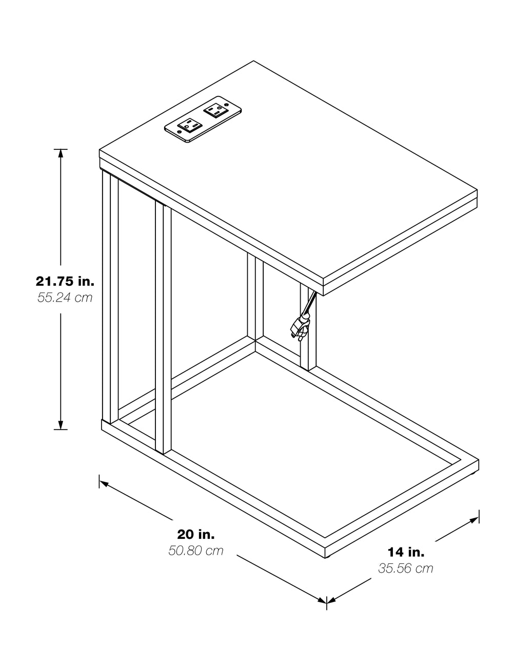 OSP Home Furnishings Norwich C-Table White / White Mosaic