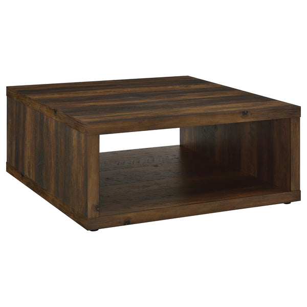 English Elm Flint Dark Pine Square Coffee Table — Minimalist Cubic Design, Durable Melamine Finish, Scratch-Resistant élégance B062P299836