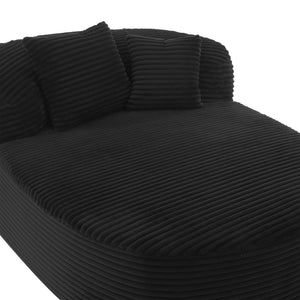 English Elm Modern Chaise Lounge Sofa oversized corduroy chaise with high-density foam, spring support & pillows Black N719P329129B