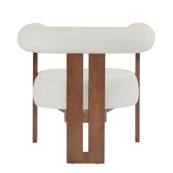 English Elm Christopher Knight Home® - Modern Upholstered Round Arm Accent Chair with Velvet Finish, Elegant Curved Back and Three Legs Design Beige 30.5 L x 29 W x 14.5 H N776P216194I