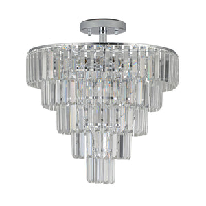 English Elm Large K9 Crystal Chandelier White Chrome Modern 5-Layer 10-E12 Fixture Dimmable Elegant Lighting W2312P374963