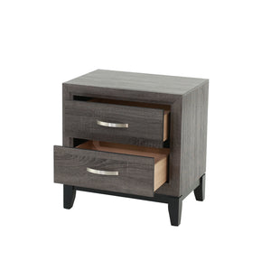 English Elm Bedroom Furniture Rustic Grey Oak Simple 1 Piece Nightstand 2-Drawers Bed Side Table Solidwood