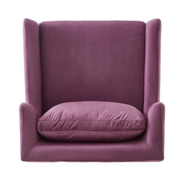 English Elm Modern Velvet Accent Chair Curved Arms Plush Cushion Upholstered Seat for Living Room Purple N763P360686I