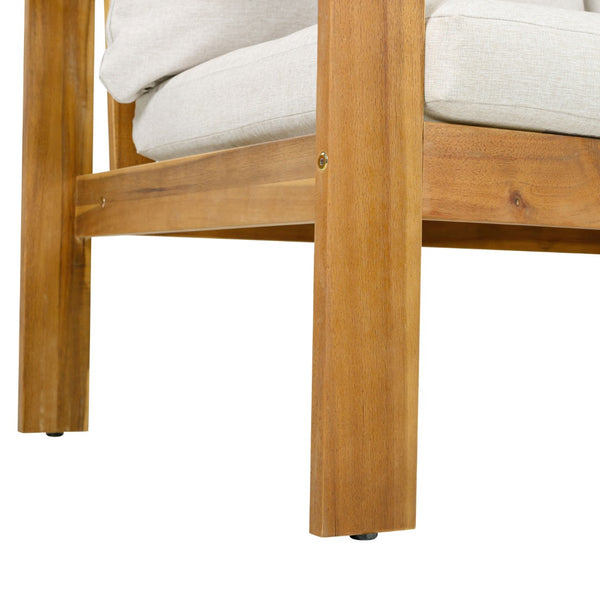 English Elm Outdoor Acacia Wood 4 Piece Sectional Set with Sofa Chair Ottoman and Table N757S454830B