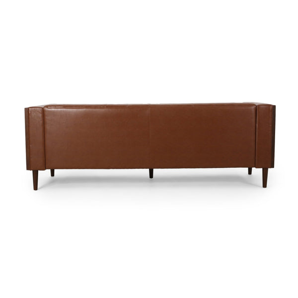 English Elm 3-seater Diamond Tufted Contemporary Sofa Deep Seated Living Room Couch with Pillows Light Brown 70630.00A_70630.00B