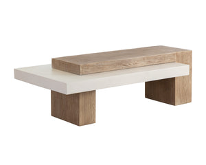 Sunpan Herriot Contemporary Coffee Table with Unique Timber Effect and Striking Concrete Design for Any Space Light Brown / Summer Sand