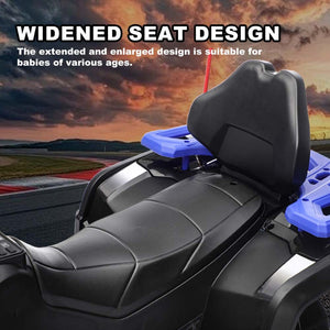 English Elm 24v Ride on Atv for Kids with Dual Motors Led Lights Bluetooth and Rugged Wide Wheelbase Blue W3822P390485