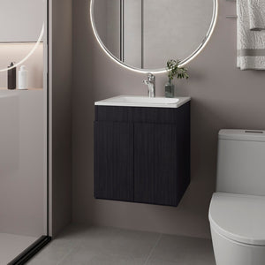 English Elm Dublin Floating Bathroom Vanity with Vessel Sink Matte Black Wall Mounted Modern B092P439914