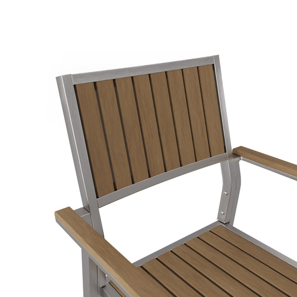 English Elm Christopher Knight Home® - CAPE Coral Aluminum with Wood Dining Chair Set of 2 – Natural Faux Wood Seats, Lightweight Rust-Resistant Frame N778P174801N