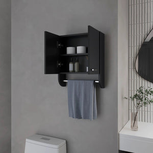 English Elm Wenge Medicine Cabinet With Towel Bar - Modern Space-Saving Storage Solution For Small Bathrooms B062P252173-GIGA