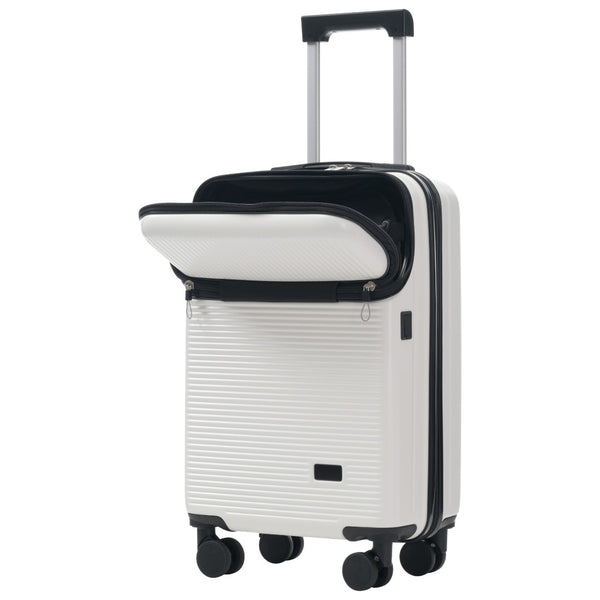 English Elm Luggage 5 Piece Hardside Abs Set with Front Access Carry on and Tsa Spinner Wheels White N732P391579K