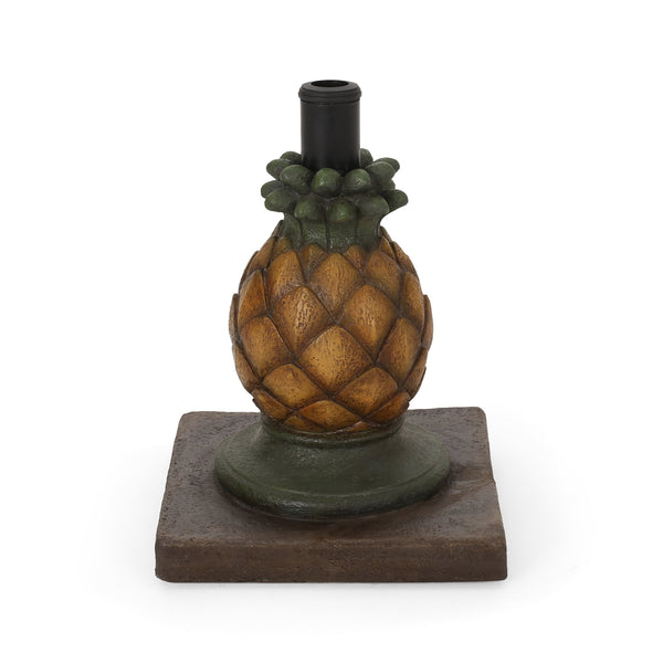 English Elm Christopher Knight Home® - PINEAPPLE Concrete Umbrella Base in Sunny Yellow — Heavy 21.75" x 17.5" Decorative Outdoor Stand 67768.00YLW