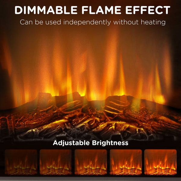 English Elm Homcom 27" Electric Fireplace With Realistic 3D Flame, Remote Control, Stylish Mantel, And Heater W2225P249855