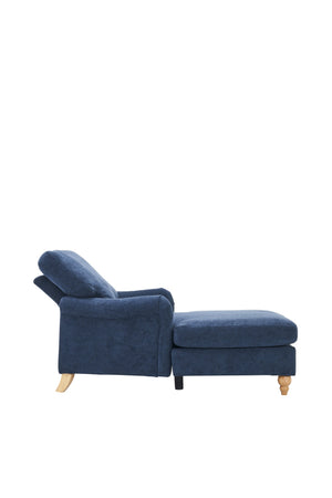 English Elm Modern Mid-Century Oversized Chaise Lounger Sofa Bed with Solid Wood Legs, Deep Seat Comfort Sleeper Blue W2363S00067