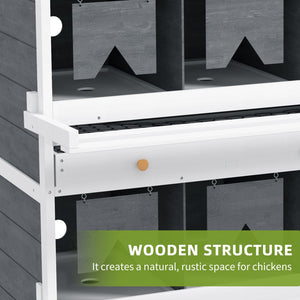 English Elm Chicken Nesting Box 8 Compartment Fir Wood Dual Layer Coop with Egg Roll Tray T3971P407832