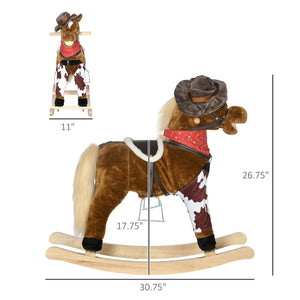 English Elm Qaba Plush Rocking Pony for Toddlers with Sound Effects and Padded Saddle Playroom Fun W2225P217695