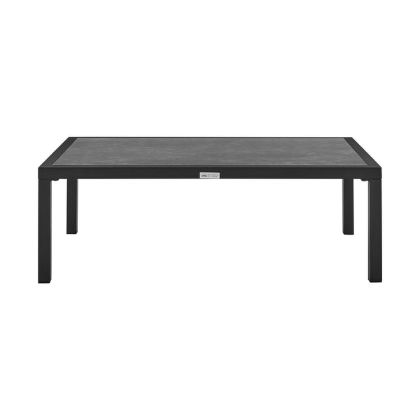 English Elm Solenna Aluminum Outdoor Coffee Table with Ceramic Top — Rust‑Free, Weather‑Resistant, Easy‑Care Design B2736P354363