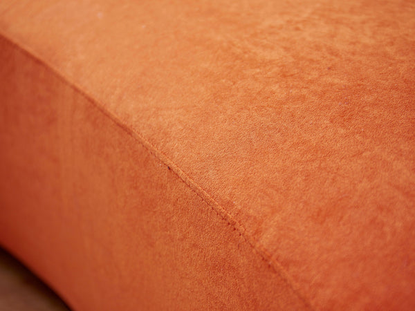 English Elm 90" Curved Sofa with Velvet Upholstery, Ergonomic Half-Moon 4-Seater with High-Density Foam Comfort Orange B2735P320307