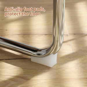 English Elm Dining Velvet Rattan Cantilever Chairs Set of 2 - Mid-Century Chrome Legs, Breathable Upholstered Orange W2105P263404