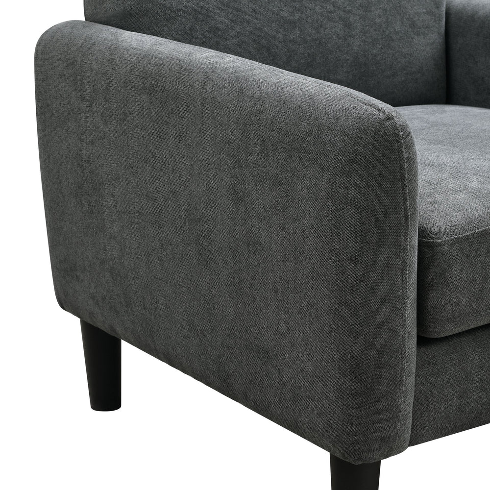 English Elm Upholstered Dark Gray Armchair with Ottoman — Polyester Foam Fill, Engineered Wood Frame, Modern Tapered Legs B343P317242