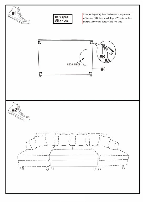 English Elm Living 1pc Ottoman Gray Chenille Transitional 52"L x24"W Plush High-Density Foam Tapered Legs Cozy Accent Hub B2741P305627