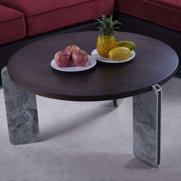 English Elm Set of 2 Round Sintered Stone Nesting Tables Sleek Modern Accent for Living Rooms W2899P405895
