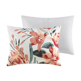 Madison Park Dahlia Mid-Century 3 Piece Floral Cotton Comforter Set MP10-8356 Peach/Off-White