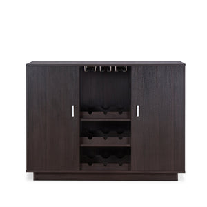 English Elm Hazen Espresso Finish Wine Cabinet II with Stemware Rack & Bottle Storage, Durable Synthetic Wood Elegance B2726P255753