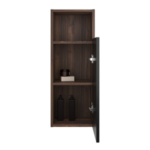 English Elm CC1014S110.309 Black & Walnut Floating Side Cabinet with Chic Striped Texture, Handle-Free, Wall-Mounted Storage (94) W1865P266256