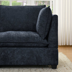 English Elm Comfy Cloud Modular Sectional Four Seat Chenille Sofa with Deep Cushions and Ottomans W1117S00340