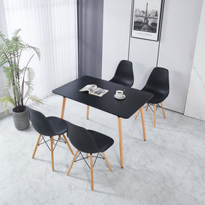 English Elm 115X75X75CM Matte Black MDF Table with Sturdy Metal Legs — Versatile Dining, Office & Coffee Table (Easy Assembly) W234P190471